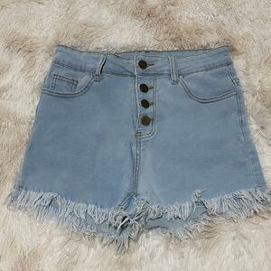SHEIN Light Blue Button-Up Jean Shorts